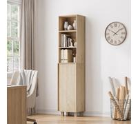 Kelodan Mobile da bagno alto 162,5 cm, effetto rovere, mobile per lavatrice, con ante e ripiani aperti, adatto per lavanderia, balcone, bagno o cucina