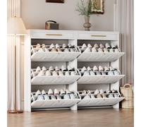 Kelodan Set di 2 scarpiera moderna, con 12 scomparti, 2 cassetti, scarpiere, scarpiere, possono essere posizionate in corridoi, porte, soggiorni e uffici, in MDF, bianco