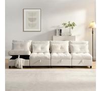 Kelodan Set di divani separabili modulari a 4 posti: combinabile liberamente+spazio sotto tutti i cuscini della seduta+funzione sleep+rivestimento in ciniglia, design libero con divano da soggiorno