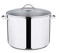 Kelomat, 1834-313, pentola alta con coperchio in vetro, Classico, diametro 30 cm, capacità 15 litri, acciaio inox, pentola per pasta, pentola per zuppa, stufato