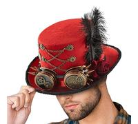 keloppasit Cappelli Steampunk | Cappello a Cilindro con Occhialini | Copricapo In Feltro Regolabile Accessorio Per Uomini Donne Adulti Adolescenti