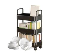 keloppasit Carrello multiuso con ruote, Carrello portaoggetti con ruote - multiuso su, con rotelle a 3/4 livelli con maniglia, carrello portaoggetti mobile