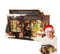 keloppasit Kit natalizio in miniatura, decorazione da scrivania, casa delle bambole in legno con albero di Natale e mobili, bambole creative per la stanza, decorazioni