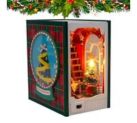 keloppasit Kit per casa delle bambole in miniatura, con luci LED, scena natalizia, decorazione per la casa in legno per appartamento, aule, ufficio, camera da letto, cucina, soggiorno, bambini
