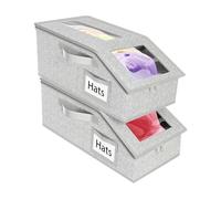 keloppasit Organizzatore Di Cappelli | Scatola Organizzatrice Impilabile Per Cappelli | 2 Pezzi Antipolvere Con Finestra Trasparente Per Bambini Uomini Donne Camera Dormitorio Ufficio Scrivania | Casa