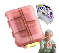keloppasit Portapillole con etichette, Portapillole da viaggio | Organizzatore di pillole medicinali Contenitore per pillole da viaggio a 10 scomparti - per da compatta con scatola per