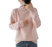 Kelsiop 100% Lana Cashmere Maglione Signore Dolcevita Tinta unita Pullover Moda Plus Size Caldo Bottoming Shirt, rosa, XL