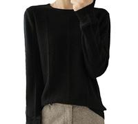 Kelsiop Autunno/Inverno Donna Manica Lunga Maglia Pullover Cashmere Lana Check Pattern Maglione Casual Slim Top, Nero , M