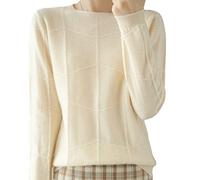 Kelsiop Maglione Casual Slim Top Casual A Maglia Pullover A Maniche Lunghe Delle Donne Autunno/Inverno, Colore albicocca chiaro, M