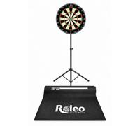 Keltik Set di freccette in acciaio con bersaglio, supporto e tappetino per | Set completo mobile per freccette con tavola in sisal, supporto regolabile in altezza e tappetino per freccette con linea di