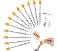 Keltrion 12 picchetti in alluminio a vite, ideali per campeggio, trampolini, capannoni, cortile, altalena, 35,5 cm, grigio argento