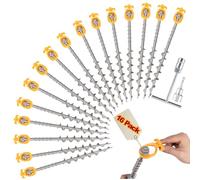 Keltrion 16 picchetti in alluminio a vite, ideali per campeggio, trampolini, capannoni, cortile, altalena, 35,5 cm, grigio argento