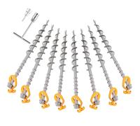 Keltrion 8 picchetti in alluminio a vite, ideali per campeggio, trampolini, capannoni, cortile, altalena, 35,5 cm, grigio argento