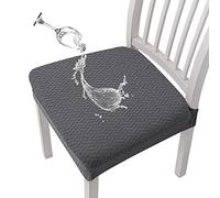 KELUINA Coprisedili per sedie Impermeabili in Jacquard con Reticolo Elasticizzato 1/2/4/6 Pezzi Coprisedie per sedie da Pranzo Coprisedie per Cucina (Grigio,6 PCS)