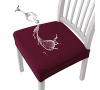 KELUINA Coprisedili per sedie Impermeabili in Jacquard con Reticolo Elasticizzato 1/2/4/6 Pezzi Coprisedie per sedie da Pranzo Coprisedie per Cucina (Vino Rosso,2 PCS)