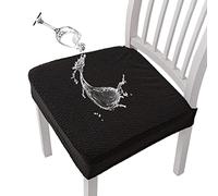 KELUINA Coprisedili per sedie Impermeabili in Jacquard con Reticolo Elasticizzato 1/2/4/6 Pezzi Coprisedie per sedie da Pranzo Coprisedie per Cucina (Nero,2 PCS)