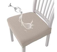 KELUINA Coprisedili per sedie Impermeabili in Jacquard con Reticolo Elasticizzato 1/2/4/6 Pezzi Coprisedie per sedie da Pranzo Coprisedie per Cucina (Cachi,1 PC)
