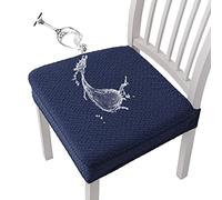 KELUINA Coprisedili per sedie Impermeabili in Jacquard con Reticolo Elasticizzato 1/2/4/6 Pezzi Coprisedie per sedie da Pranzo Coprisedie per Cucina (Marina,2 PCS)