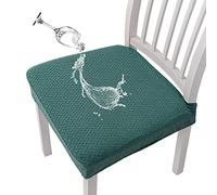 KELUINA Coprisedili per sedie Impermeabili in Jacquard con Reticolo Elasticizzato 1/2/4/6 Pezzi Coprisedie per sedie da Pranzo Coprisedie per Cucina (Verde Scuro,1 PC)