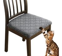 KELUINA Set di 6 coprisedili per sedie da pranzo moderni, in jacquard elasticizzato con fibbia, grigio chiaro 1, lavabili in lavatrice, elasticizzati, traspiranti