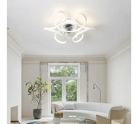 KeLuKes Lampadario con Ventilatore da Soffitto Dc Plafoniera con Ventilatore da Soffitto Reversibile Silenzioso Dimmerabile Lampada Ventilatore 6 Velocità per Camera Soggiorno, Bianco