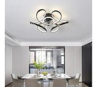 KeLuKes Lampadario con Ventilatore da Soffitto Dc Plafoniera con Ventilatore da Soffitto Reversibile Silenzioso Dimmerabile Lampada Ventilatore 6 Velocità per Camera Soggiorno, Nero