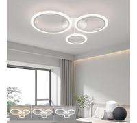 KeLuKes Lampadario LED Moderno Compatibile con Alexa, Plafoniera Intelligente 3 Anelli, 3000K-6500K Regolabile, 46W, Dimmerabile Lampada per Camera da Letto Soggiorno, Bianco, 59cm