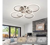 KeLuKes Plafoniera da Soffitto Moderna e Telecomando, 80cm Lampada led Soffitto Anneau, Lampadari Dimmerabile 60W, Lampadario da Soffitto Pour Salon Salle à Manger, Noir