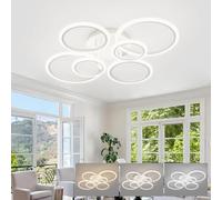 KeLuKes Plafoniera da Soffitto Moderna e Telecomando, 80cm Lampada led Soffitto Anneau, Lampadari Dimmerabile 60W, Lampadario da Soffitto Pour Salon Salle à Manger, Blanc
