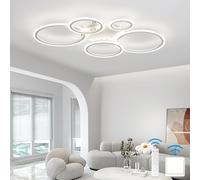 KeLuKes Plafoniera LED Dimmerabile, Lampadario LED Soggiorno con Telecomando, Funzione di Memoria, 3000k-6500k, Timer, Anello Luce Moderno da 100cm, Bianco