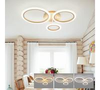 KeLuKes Plafoniera LED Soffitto Dimmerabile, 59cm Lampadario Soffitto con Telecomando, Lampadari Moderni a 3 Anelli con Funzione Memory per Soggiorno Camera da Letto, Oro