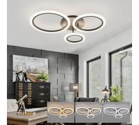 KeLuKes Plafoniera LED Soffitto Dimmerabile, 59cm Lampadario Soffitto con Telecomando, Lampadari Moderni a 3 Anelli con Funzione Memory per Soggiorno Camera da Letto,Nero