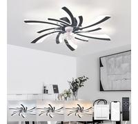 KeLuKes Ventilatore da Soffitto con Luce e Telecomando Silenzioso Design 78cm Lampadario con Ventola SoggiornoTimer 6 Velocità Dimmerabile Reversibile per Cucina Camera da Letto, Nero