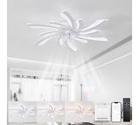 KeLuKes Ventilatore da Soffitto con Luce e Telecomando Silenzioso Design 78cm Lampadario con Ventola SoggiornoTimer 6 Velocità Dimmerabile Reversibile per Cucina Camera da Letto,Bianco, Bianco