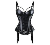 Kelvry Corsetto bustier da donna basco steampunk gotico disossato vita cincher bustier con bretelle taglia S-6XL, Nero , 38-40