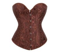 Kelvry - Corsetto da donna in raso gotico con lacci in pizzo, taglie forti, effetto modellante, Marrone-2, 6-8