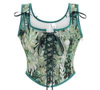 Kelvry Corsetto da donna rinascimentale floreale con lacci vintage medievale overbust bustier Cottagecore gilet corsetti Plus Size, Verde, 4-6