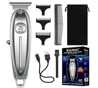 KEMEI 1949 Tagliacapelli professionale per uomo Zero Gap elettrico senza fili per barba, tagliacapelli ricaricabile a lama a T per stilisti e barbieri, kit di toelettatura, argento