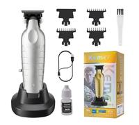 KEMEI 2099 Tagliacapelli Professionale Uomo con Lama A T, Macchinetta Wireless con Base di Ricarica, Motore Potente da 7000 RPM, Taglia Barba Uomo con 3 Pettini Guida, Uso per Casa e Barbiere
