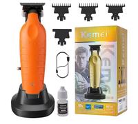 KEMEI 2099 Tagliacapelli Professionale Uomo con Lama A T, Macchinetta Wireless con Base di Ricarica, Motore Potente da 7000 RPM, Taglia Barba Uomo con 3 Pettini Guida, Uso per Casa e Barbiere