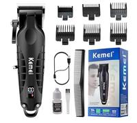 KEMEI 2290 - Tagliacapelli professionale da uomo, kit per tagliare i capelli e la barba, tagliacapelli a T Blade con display a LED e ricaricabile tramite USB, nero