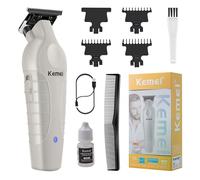 KEMEI 2299 Regolabarba e capelli da uomo professionale, zero gapped trimmer per uomo senza fili trimmer per barbieri, grigio
