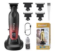 KEMEI 2499 Tagliacapelli Professionale Uomo con Lama A T, Macchinetta Wireless con Base di Ricarica, Motore Potente da 7000 RPM, Taglia Barba Uomo con Display LED, Uso per Casa e Barbiere