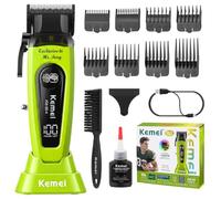 KEMEI 90-4 - Tagliacapelli professionale da uomo, 11500 giri/min, con display LED, tagliacapelli senza fili con lama DLC e base di ricarica, tagliacapelli da 2000 mAh per barbieri