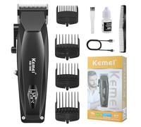 KEMEI KM-1856 - Tagliacapelli professionale da uomo, kit per tagliare i capelli e la barba, tagliacapelli a lama regolabile con USB ricaricabile, regalo per uomini