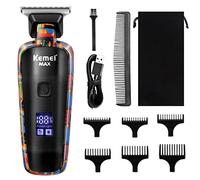 KEMEI KM-MAX5090 - Tagliacapelli professionale da uomo, senza fili, con display LCD, per graffiti e barbiere, kit di tagliacapelli elettrico per tagliaverdure ricaricabile, regalo per papà, fidanzato, marito