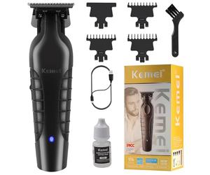 KEMEI PG2299 Tagliacapelli Professionale da Uomo, Kit di Taglio per Capelli Senza Fili, Tagliabarba Zero Gapped, Tagliacapelli da Barbiere con Lama a T e Ricaricabile USB, Regali per la Festa del Papà