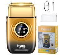 KEMEI Rasoi Elettrici a Lamina,Rasoio Elettrico Barba Uomo a Zero Pelle Liscia,Rasoio Capelli Uomo 0 mm Professionale,Foil Shaver Ricaricabile USB Senza Fili,Display LED,kemei 228