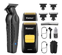 Kemei Rasoio elettrico uomo e tagliacapelli uomo rasoio professionale senza spazio intermedio rasoio testa senza fili per uomini con calvo, regali per uomini, 1102+2299