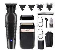 KEMEI Rasoio per capelli da uomo, professionale e impermeabile, con rete in lamina sostituibile, tagliacapelli Zero Gapped, rasoio elettrico senza fili per uomo, kit di rasatura da uomo, KM 2299, KM